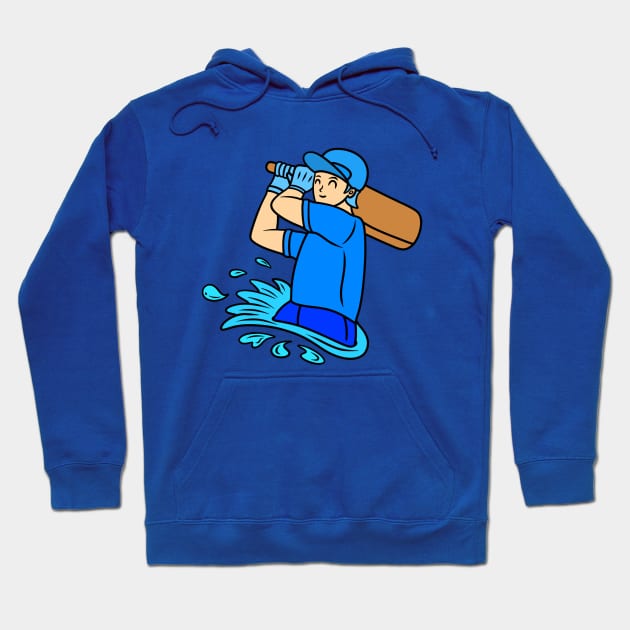 Cartoon cricket player Hoodie by Andrew Hau